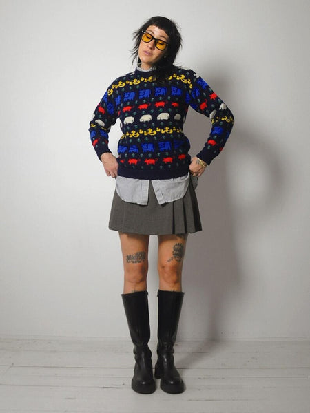 80's English Animal Wool Sweater