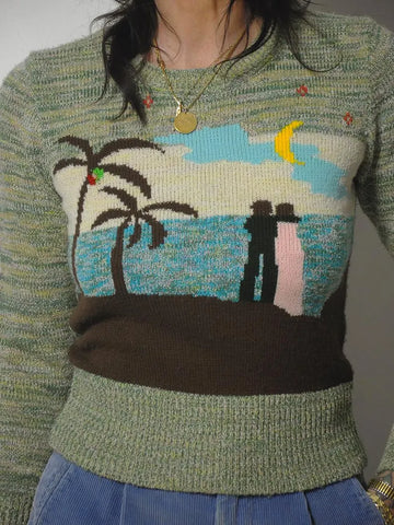 1970's Beach Nightscape Sweater