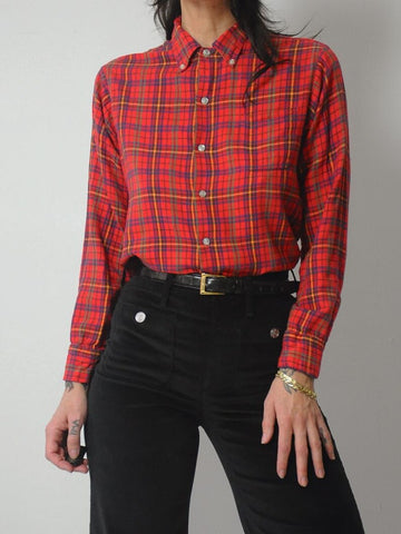 1970's Soft Plaid Red Flannel