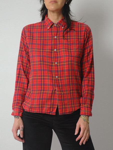 1970's Soft Plaid Red Flannel