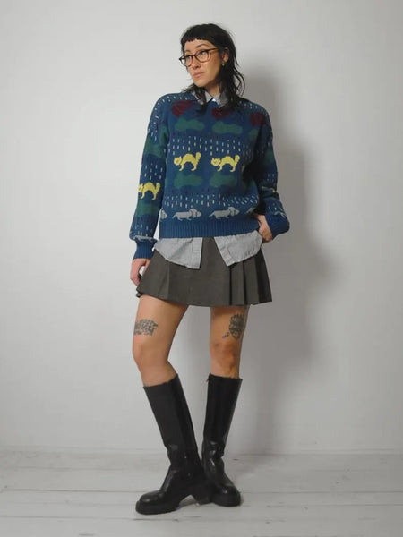 80's Woolrich Raining Cats & Dogs Sweater