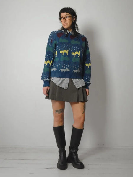 80's Woolrich Raining Cats & Dogs Sweater