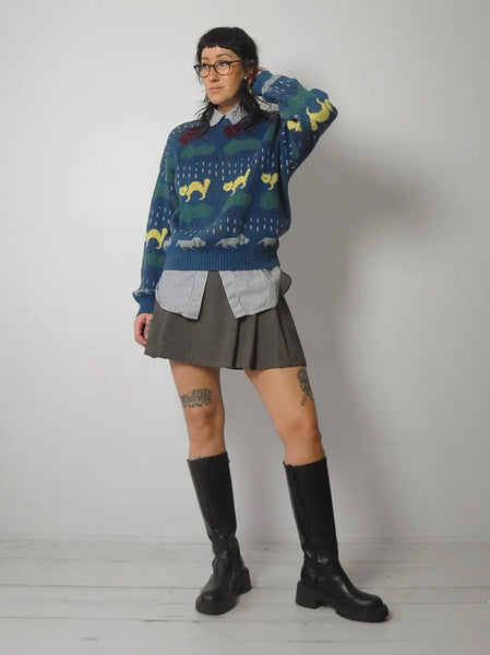 80's Woolrich Raining Cats & Dogs Sweater