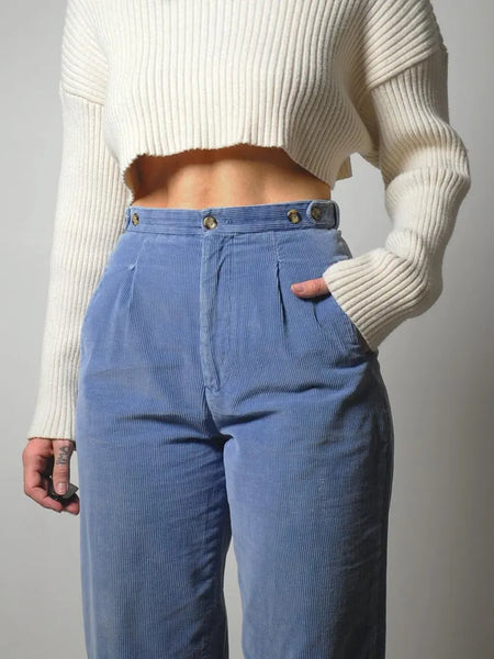 1980's Baby Blue Corduroy Trousers 26x27