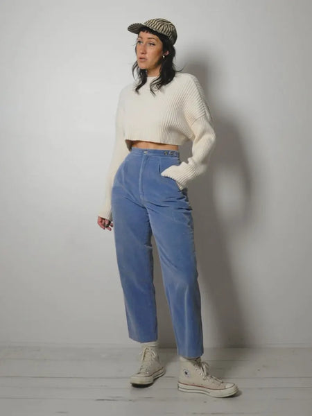 1980's Baby Blue Corduroy Trousers 26x27