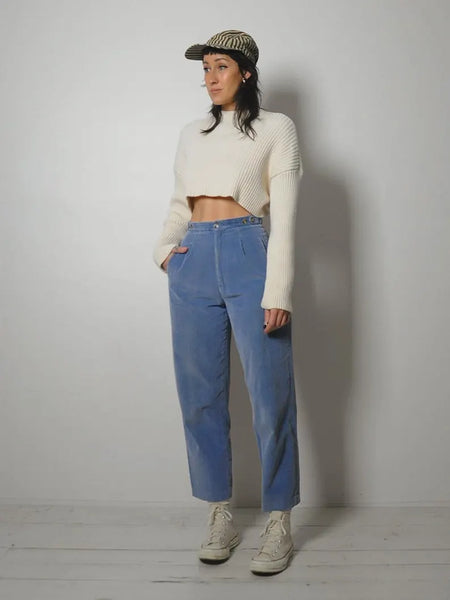1980's Baby Blue Corduroy Trousers 26x27