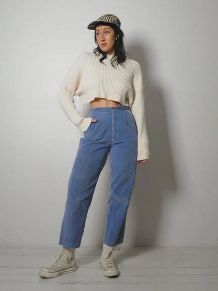 1980's Baby Blue Corduroy Trousers 26x27