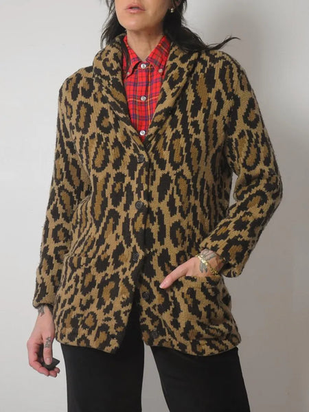 1980's Ralph Lauren Leopard Cardigan