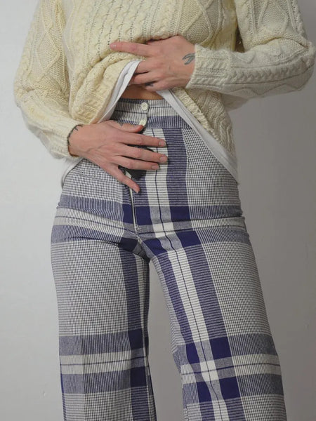 1970's Tartan Plaid Flared Pants 25x30