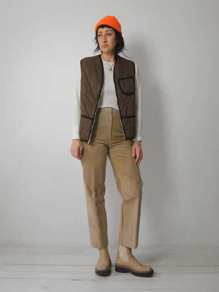 1970's Brown Quilted Hunting Vest