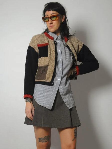 90's Colorblock Art Button Cardigan