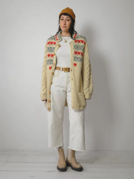 Susan Bristol Wool Nordic Heart Sweater