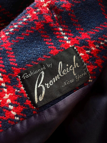 1960's Tartan Plaid Wool Peacoat