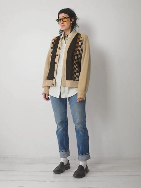 1950's Checkered Suede Cardigan