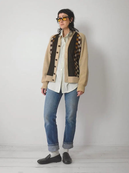 1950's Checkered Suede Cardigan