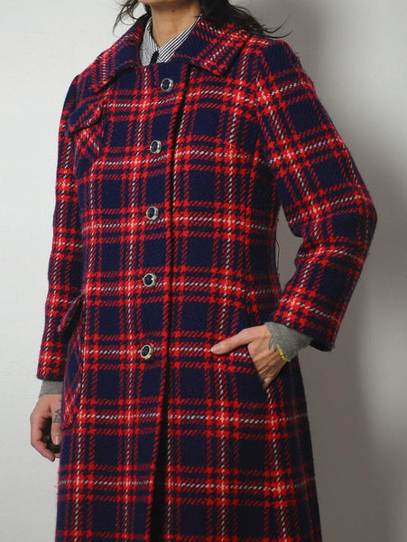 1960's Tartan Plaid Wool Peacoat