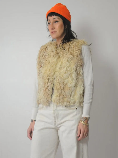 1970's Shaggy Curly Lamb Fur Vest