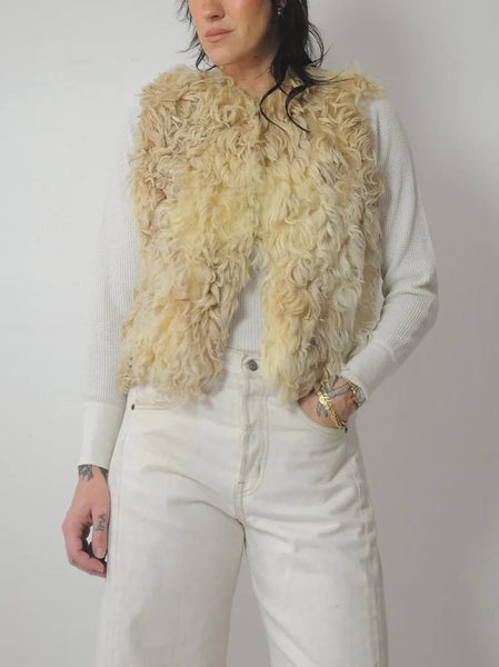 1970's Shaggy Curly Lamb Fur Vest