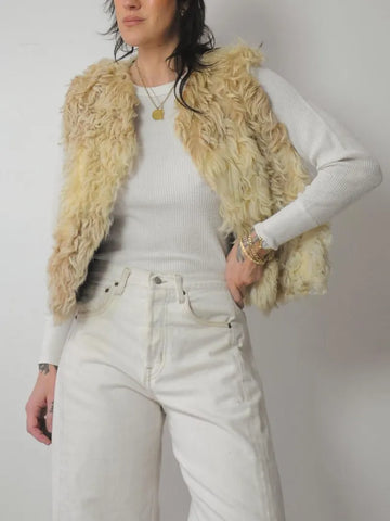 1970's Shaggy Curly Lamb Fur Vest