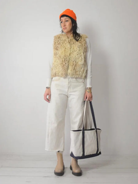 1970's Shaggy Curly Lamb Fur Vest