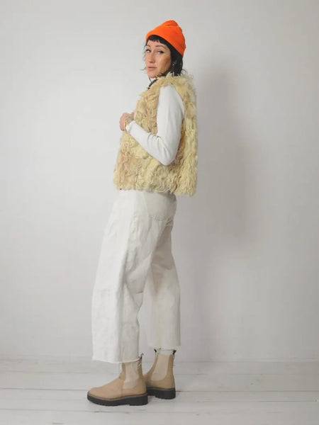 1970's Shaggy Curly Lamb Fur Vest