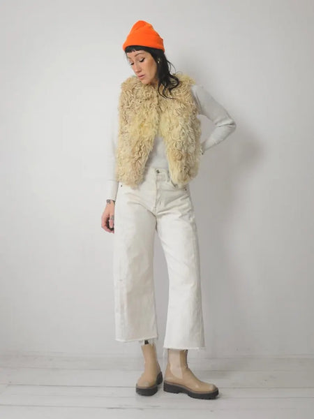 1970's Shaggy Curly Lamb Fur Vest