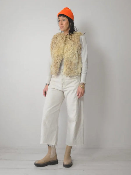 1970's Shaggy Curly Lamb Fur Vest