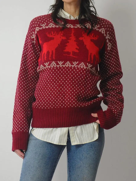 1940's Reindeer Ski Sweater