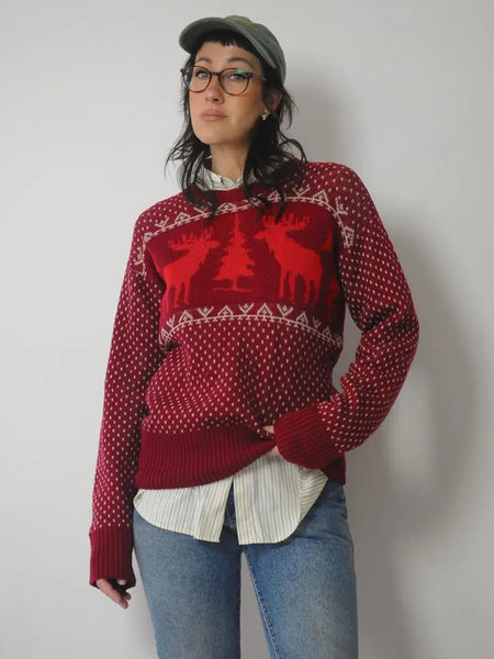 1940's Reindeer Ski Sweater