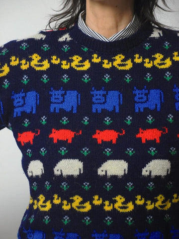 80's English Animal Wool Sweater