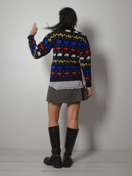 80's English Animal Wool Sweater