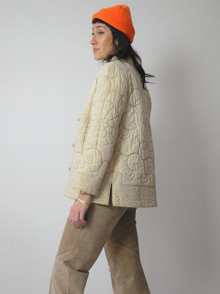 1980's Raw Silk Quilted Stitch Jacket