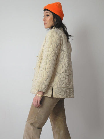 1980's Raw Silk Quilted Stitch Jacket