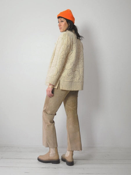 1980's Raw Silk Quilted Stitch Jacket