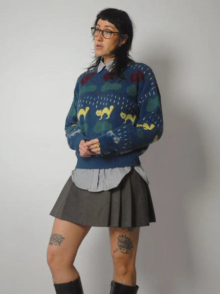 80's Woolrich Raining Cats & Dogs Sweater
