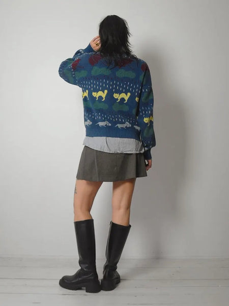 80's Woolrich Raining Cats & Dogs Sweater