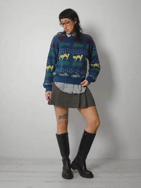 80's Woolrich Raining Cats & Dogs Sweater