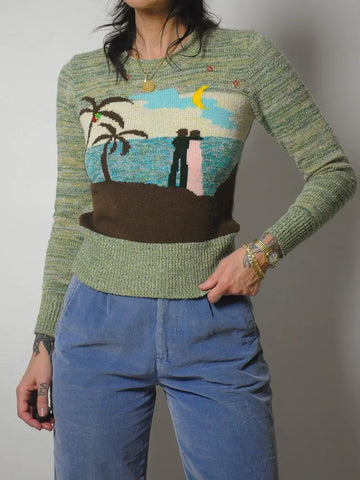 1970's Beach Nightscape Sweater