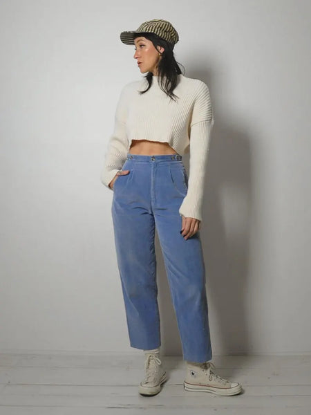 1980's Baby Blue Corduroy Trousers 26x27