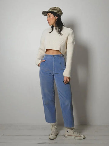 1980's Baby Blue Corduroy Trousers 26x27