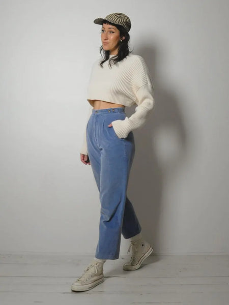 1980's Baby Blue Corduroy Trousers 26x27