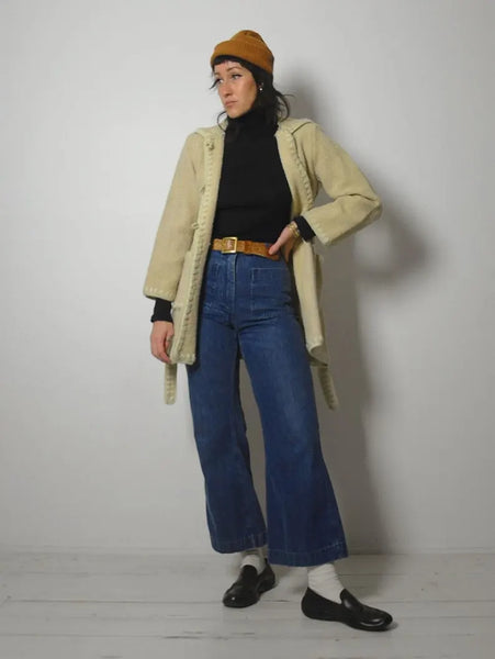 1970's Ivory Wool Belted Coat