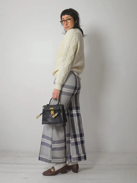 1970's Tartan Plaid Flared Pants 25x30