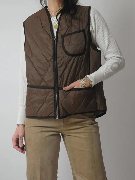 1970's Brown Quilted Hunting Vest