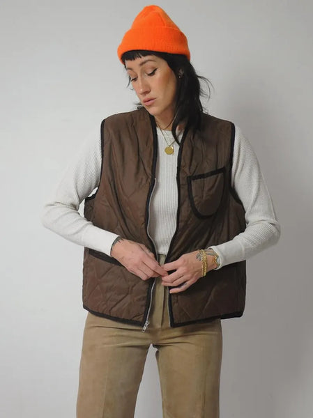 1970's Brown Quilted Hunting Vest