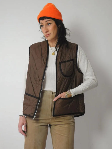 1970's Brown Quilted Hunting Vest