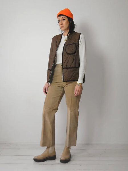 1970's Brown Quilted Hunting Vest