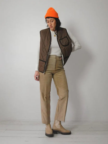 1970's Brown Quilted Hunting Vest