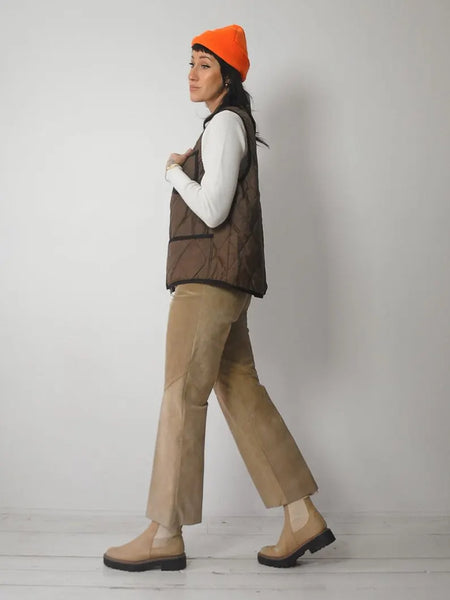 1970's Brown Quilted Hunting Vest
