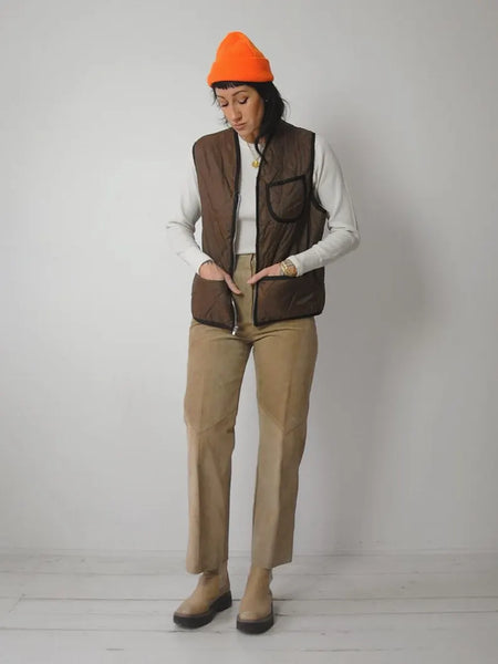 1970's Brown Quilted Hunting Vest